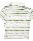 Junior golf polo with fun stripe alligator print