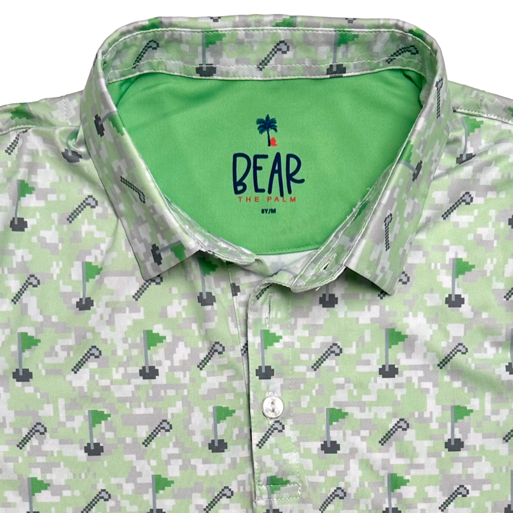 video game print boys golf shirt