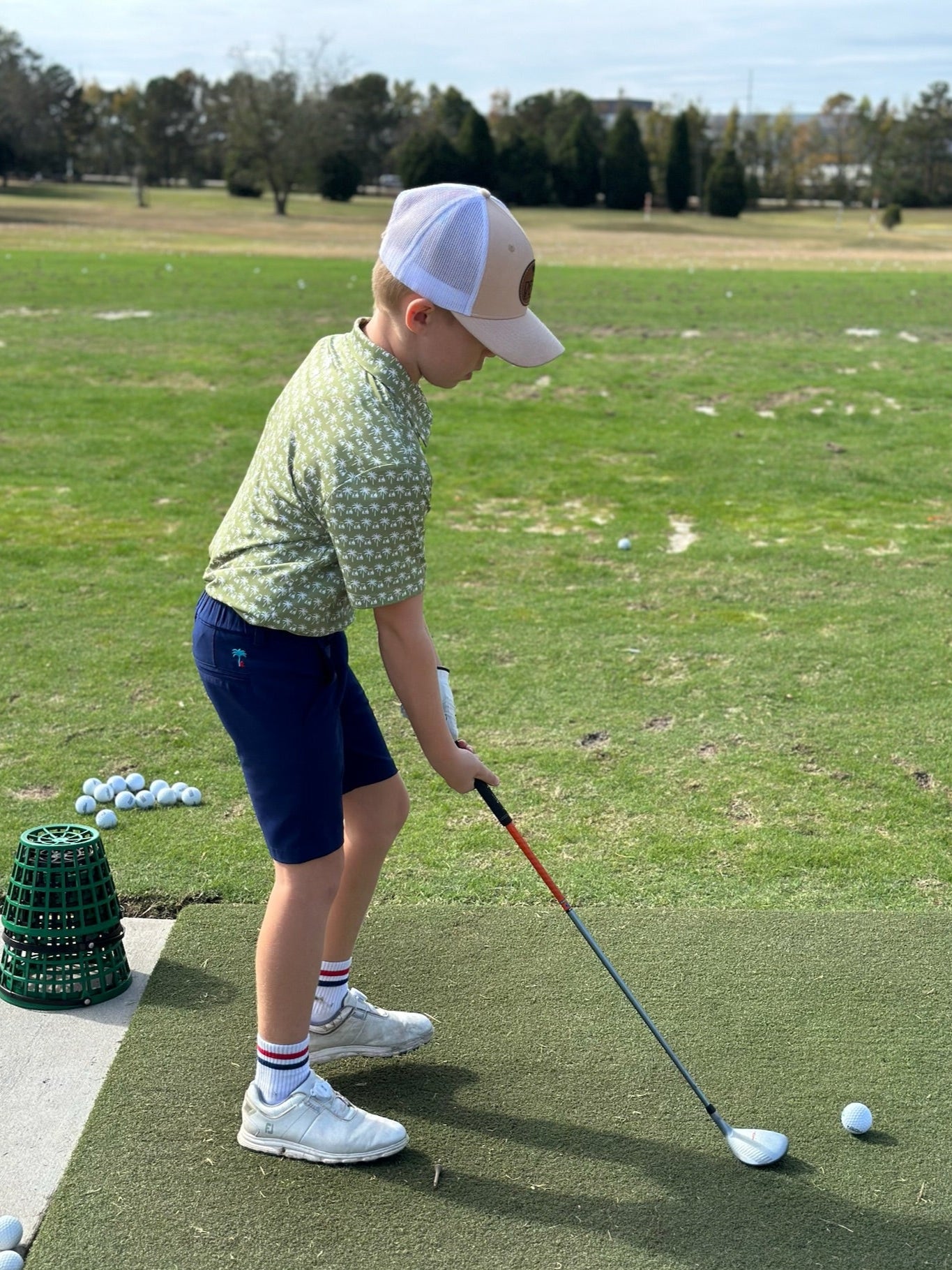 palm trees and golf carts kids polo