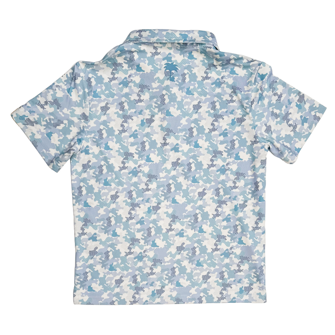 youth camo golf polo