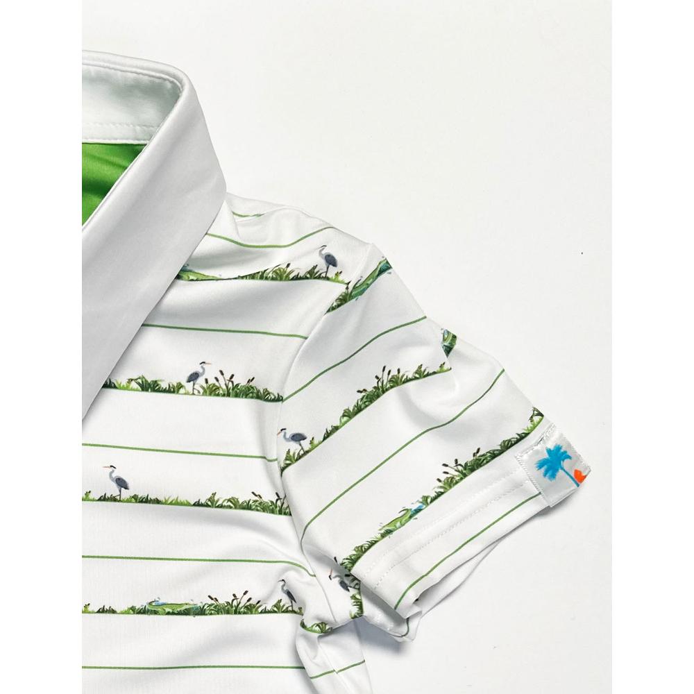 Boy golf shirt with fun alligator creek print