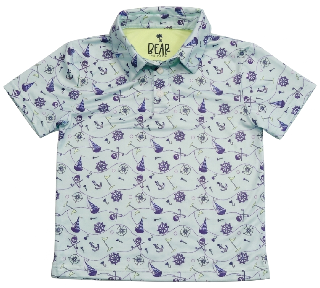 Youth polo with pirate and golf theme