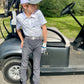 Classy boys golf polo with green and white stripe print